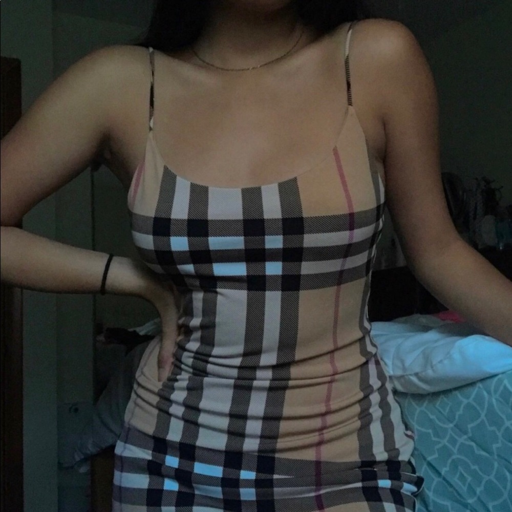 Windsor Burberry Design Midi Dress Spaghetti Strap